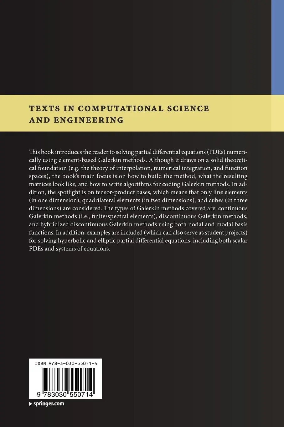Rückseite: 9783030550714 | An Introduction to Element-Based Galerkin Methods on Tensor-Product...