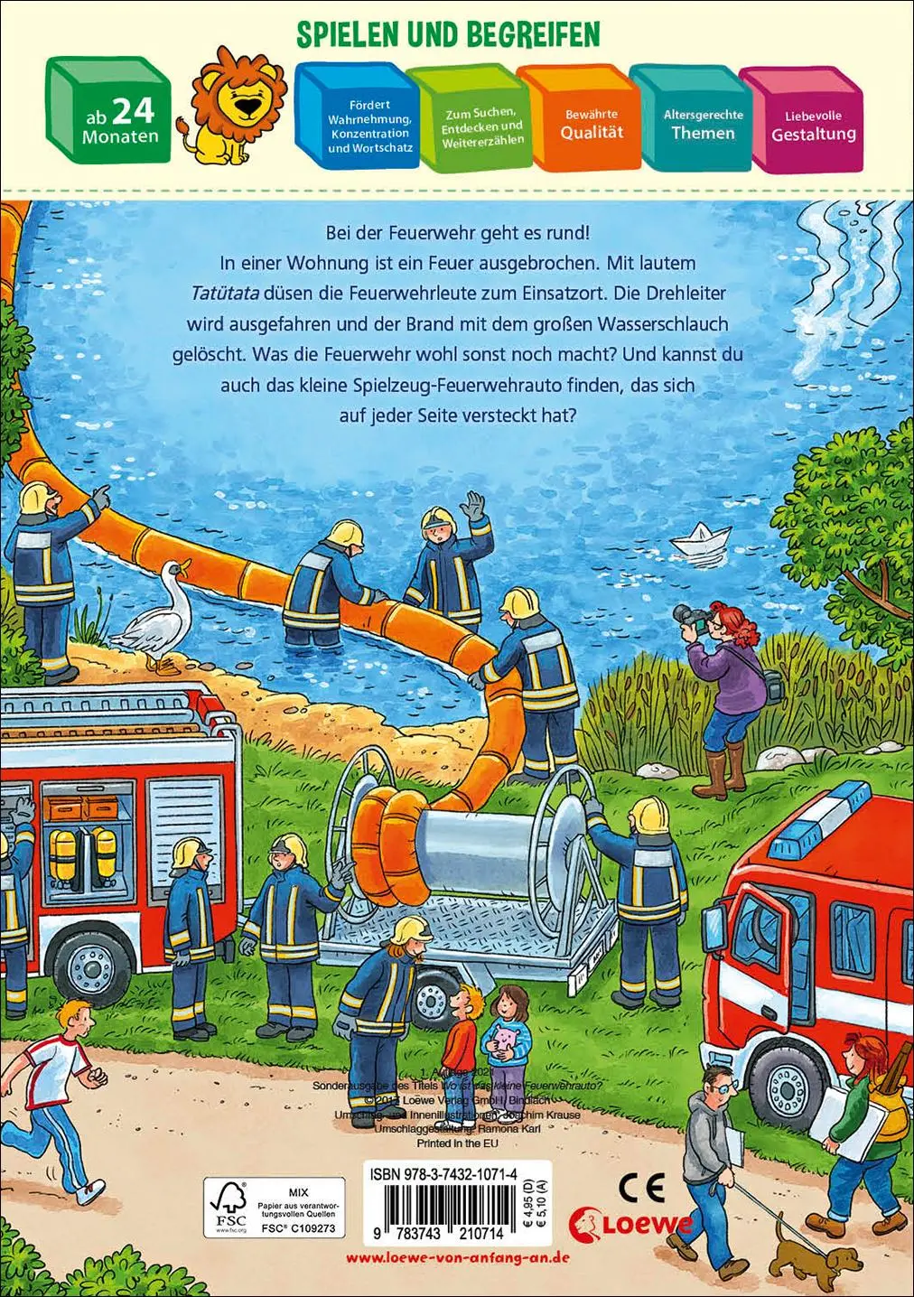 Rückseite: 9783743210714 | Wo ist das kleine Feuerwehrauto? | Loewe Von Anfang An | Buch | 16 S.