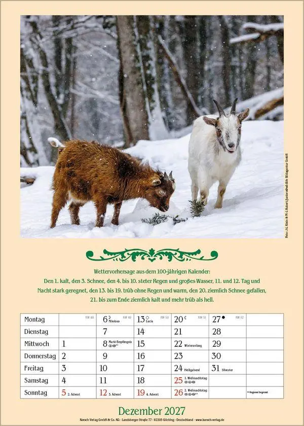 Bild: 9783819300714 | Landleben mit Hundertjährigem Kalender 2027 | Verlag Korsch | Kalender