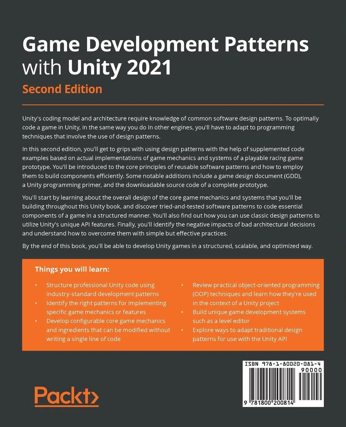 Rückseite: 9781800200814 | Game Development Patterns with Unity 2021 - Second Edition | Baron