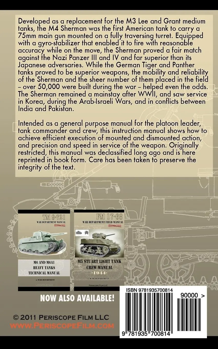 Rückseite: 9781935700814 | M4 Sherman Medium Tank Crew Manual | War Department | Taschenbuch