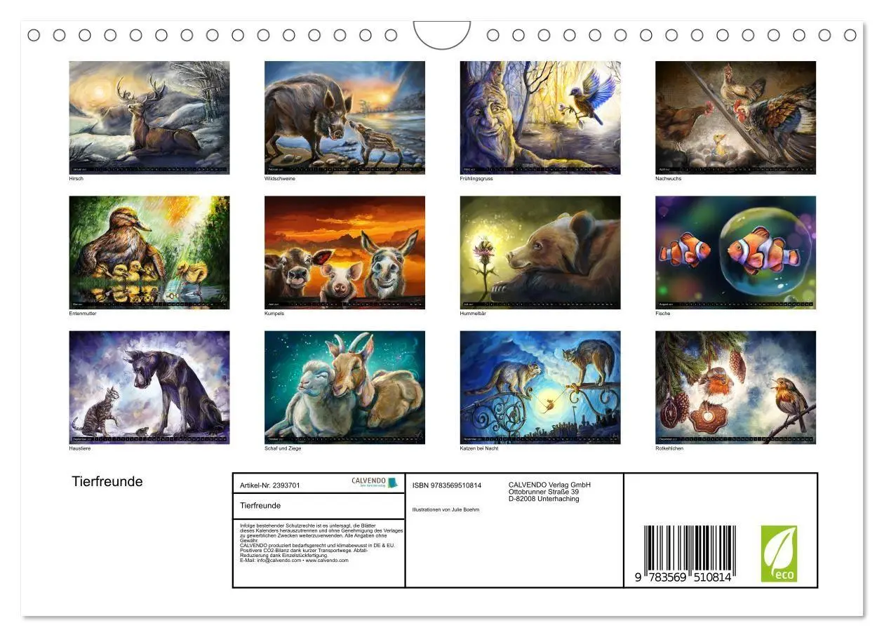 Bild: 9783569510814 | Tierfreunde (Wandkalender 2027 DIN A4 quer), CALVENDO Monatskalender