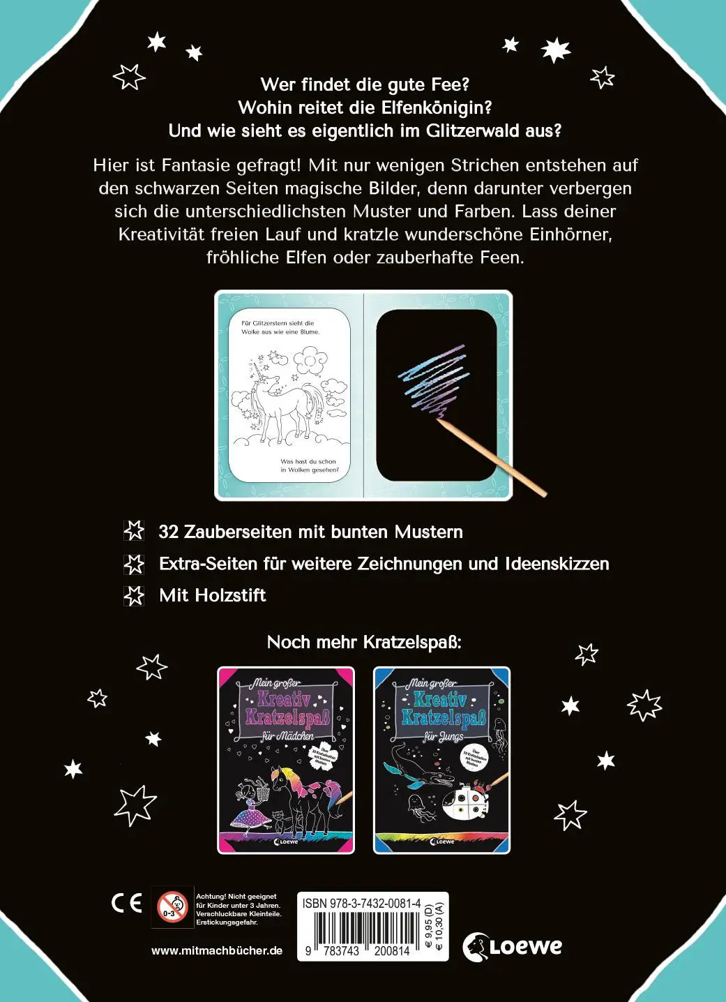 Rückseite: 9783743200814 | Mein großer Kreativ-Kratzelspaß: Einhörner, Elfen und Feen | Labuch