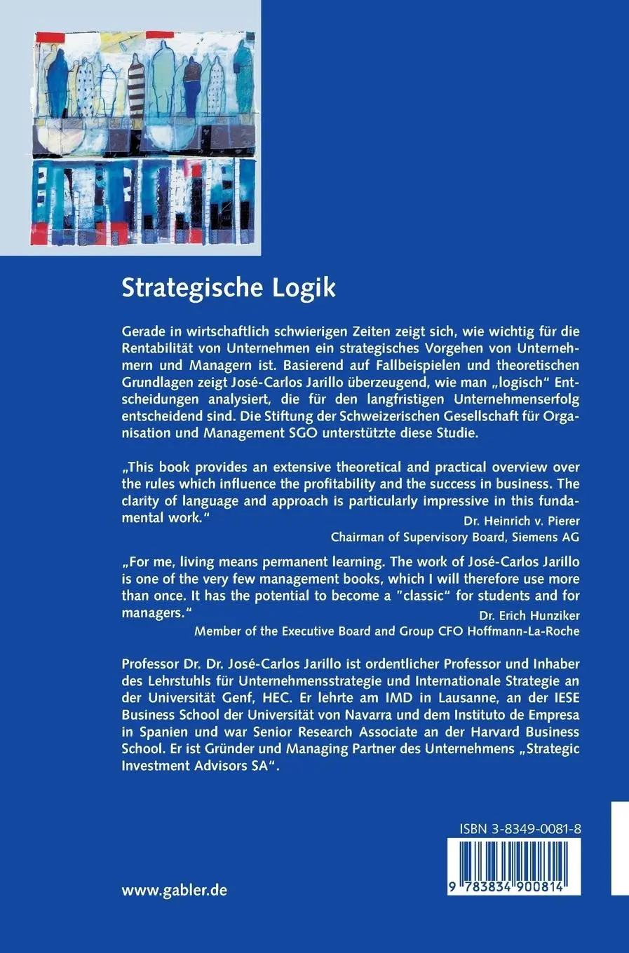 Rückseite: 9783834900814 | Strategische Logik | José-Carlos Jarillo | Buch | 351 S. | Deutsch