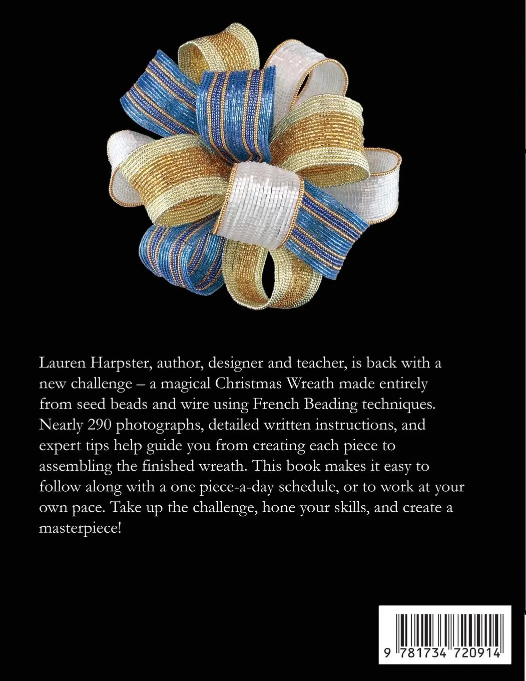 Rückseite: 9781734720914 | French Beaded Christmas Wreath | A One-a-Day Project | Lauren Harpster