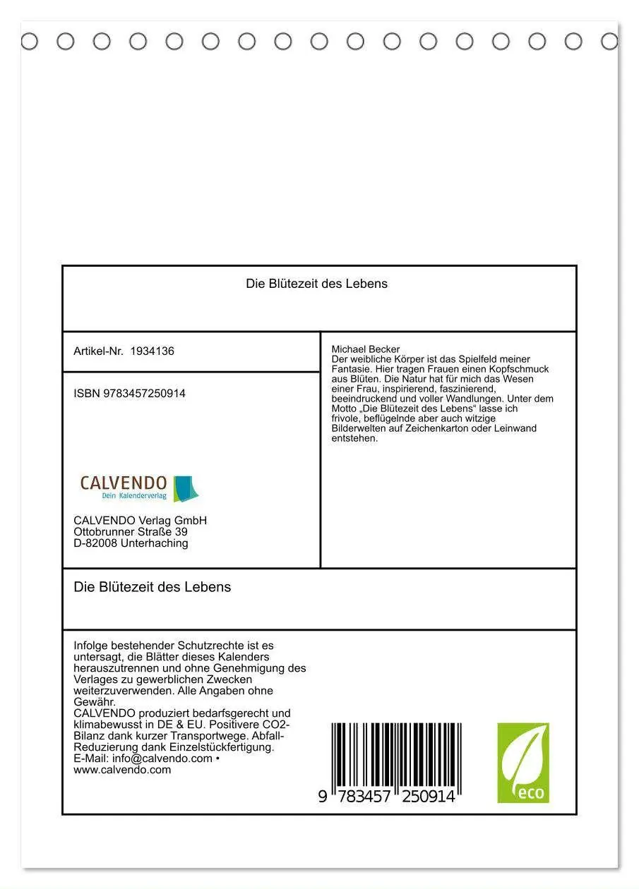 Bild: 9783457250914 | Die Blütezeit des Lebens (Tischkalender 2026 DIN A5 hoch), CALVENDO...