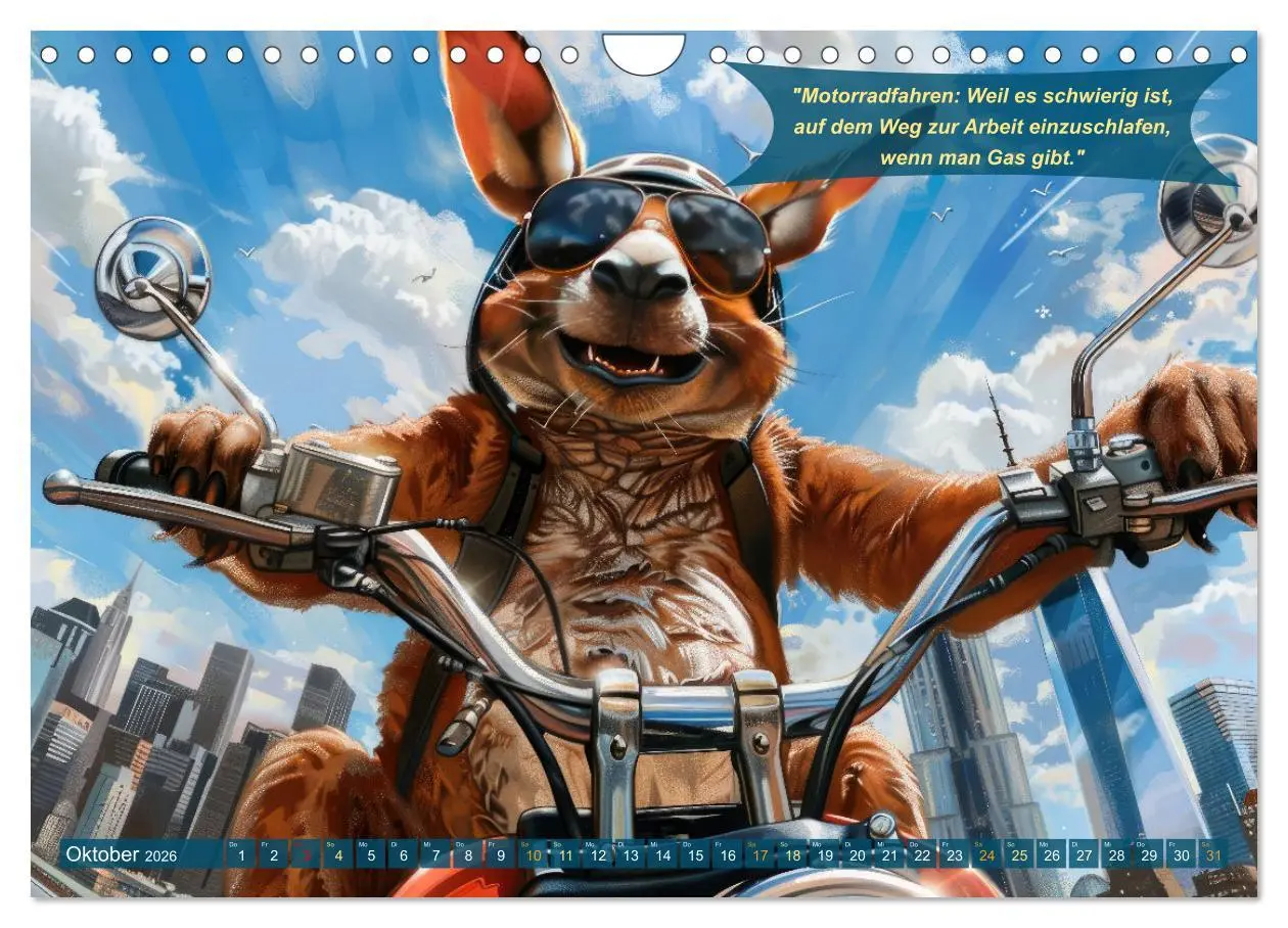 Bild: 9783457320914 | Tierisch lustige Motorradfahrer (Wandkalender 2026 DIN A4 quer),...
