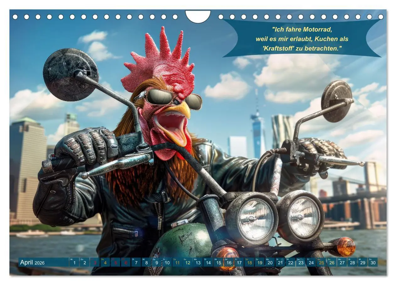 Bild: 9783457320914 | Tierisch lustige Motorradfahrer (Wandkalender 2026 DIN A4 quer),...