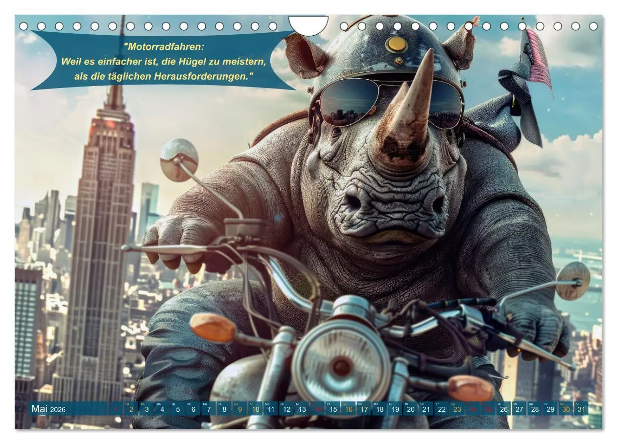 Bild: 9783457320914 | Tierisch lustige Motorradfahrer (Wandkalender 2026 DIN A4 quer),...
