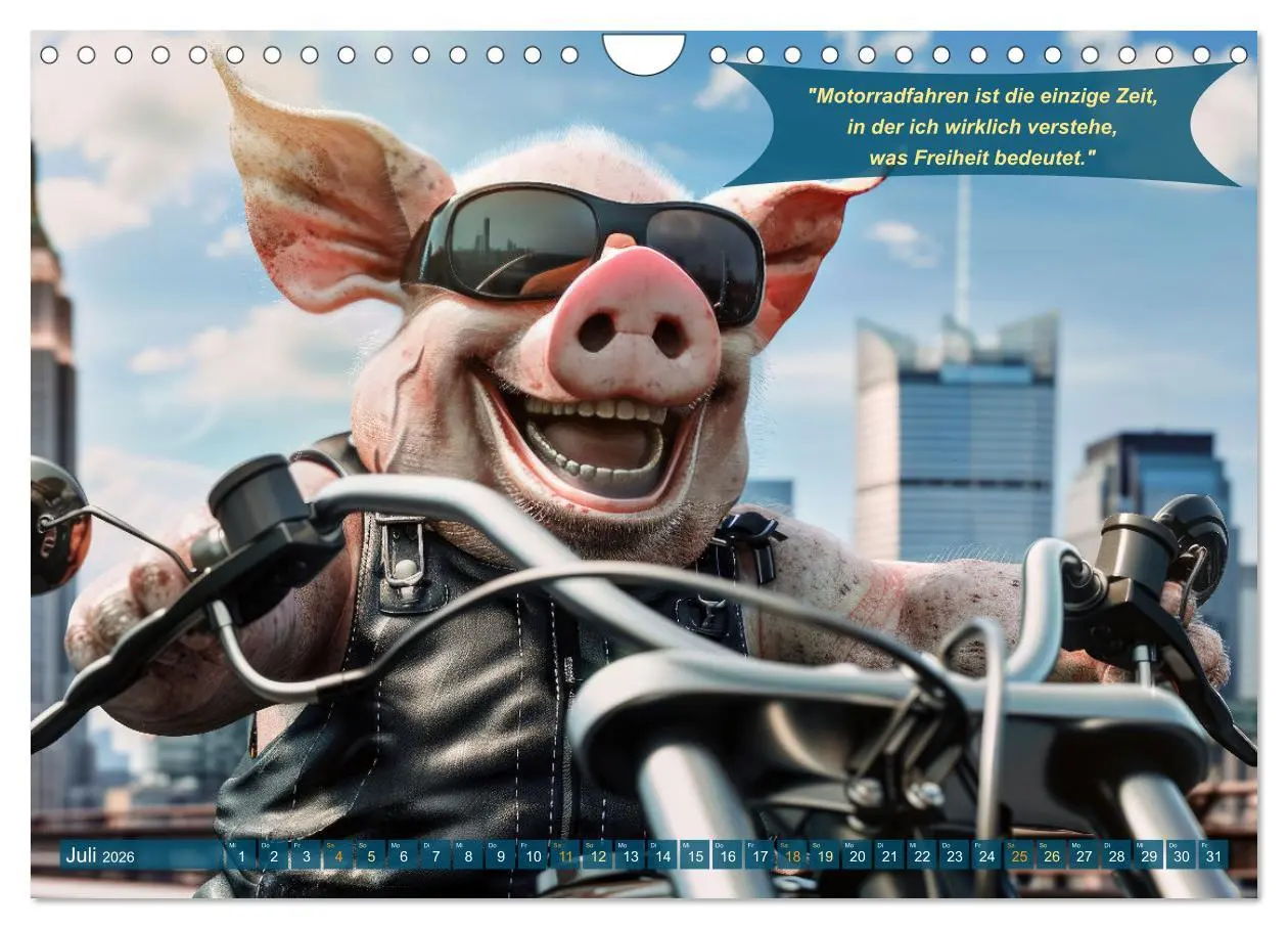 Bild: 9783457320914 | Tierisch lustige Motorradfahrer (Wandkalender 2026 DIN A4 quer),...