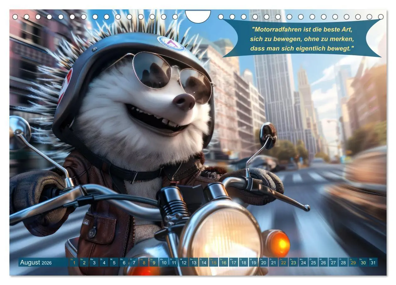 Bild: 9783457320914 | Tierisch lustige Motorradfahrer (Wandkalender 2026 DIN A4 quer),...