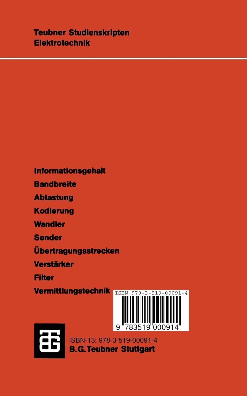 Rückseite: 9783519000914 | Einführung in die Nachrichtentechnik | Joachim Goerth | Taschenbuch