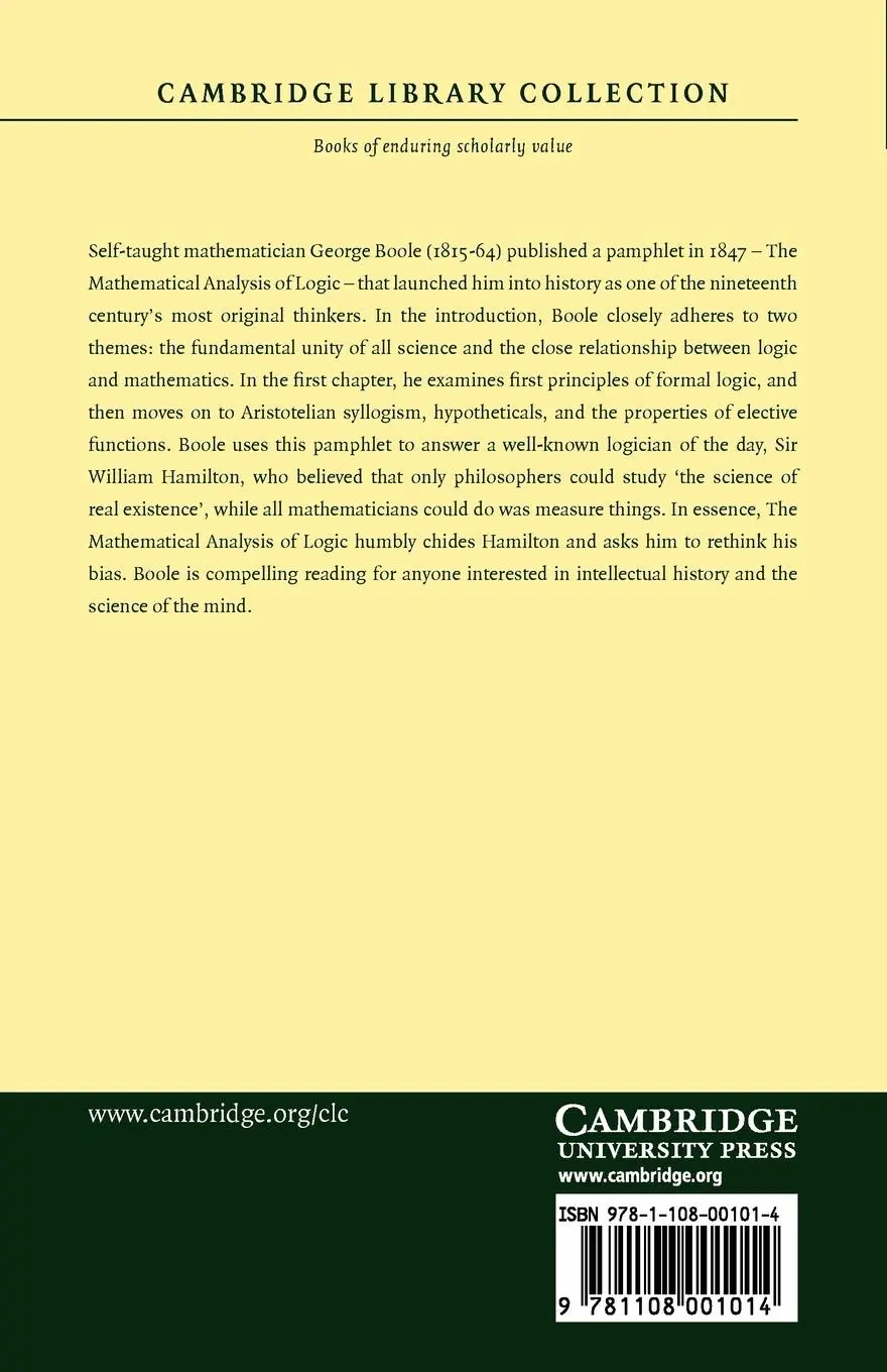 Rückseite: 9781108001014 | The Mathematical Analysis of Logic | George Boole | Taschenbuch | 2009