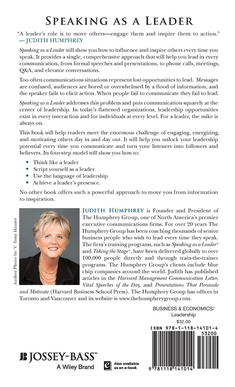 Rückseite: 9781118141014 | Speaking As a Leader | Judith Humphrey | Buch | Englisch | 2012
