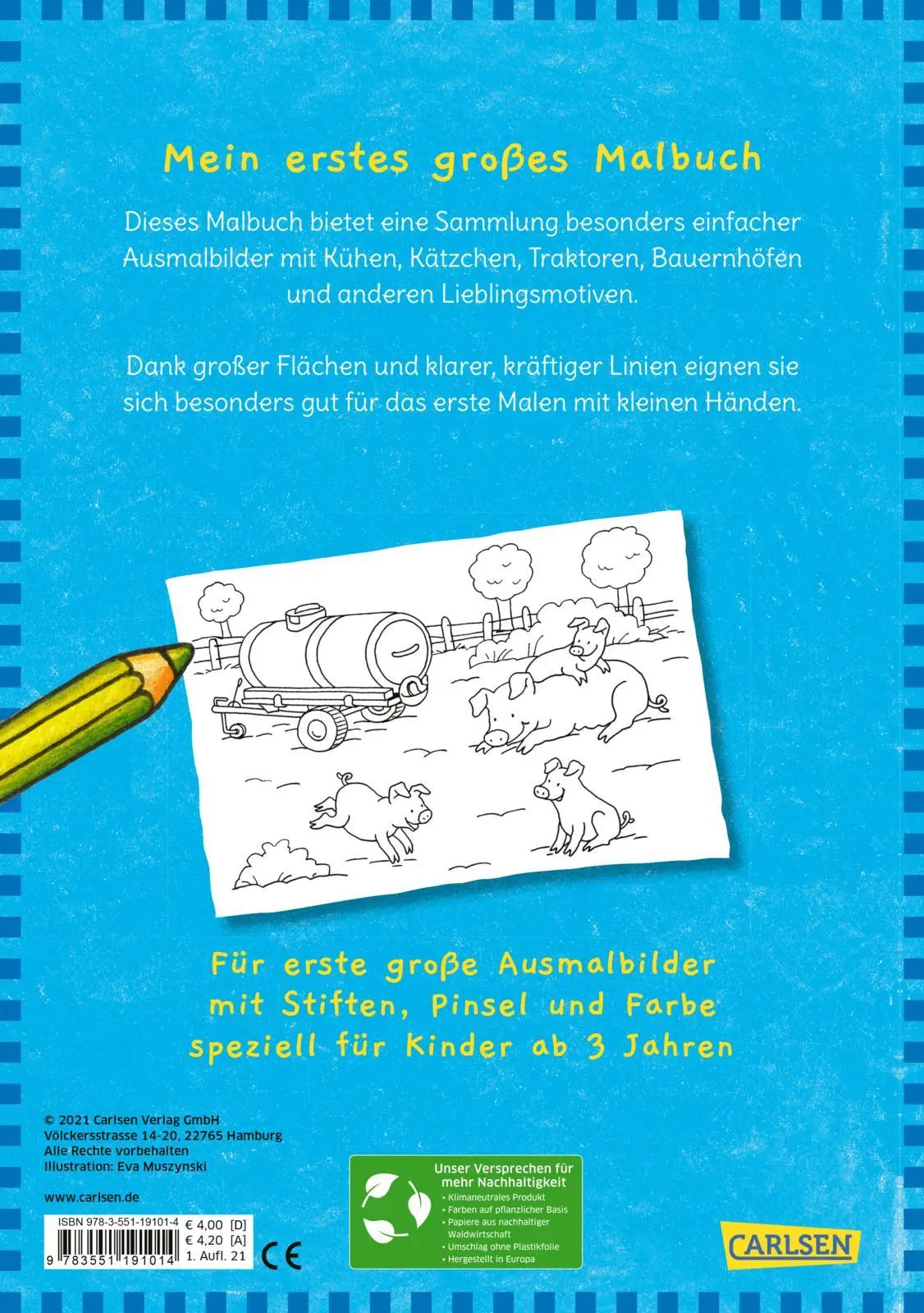 Rückseite: 9783551191014 | Mein erstes großes Malbuch: Bauernhof: Malen ab 3 Jahren | Muszynski