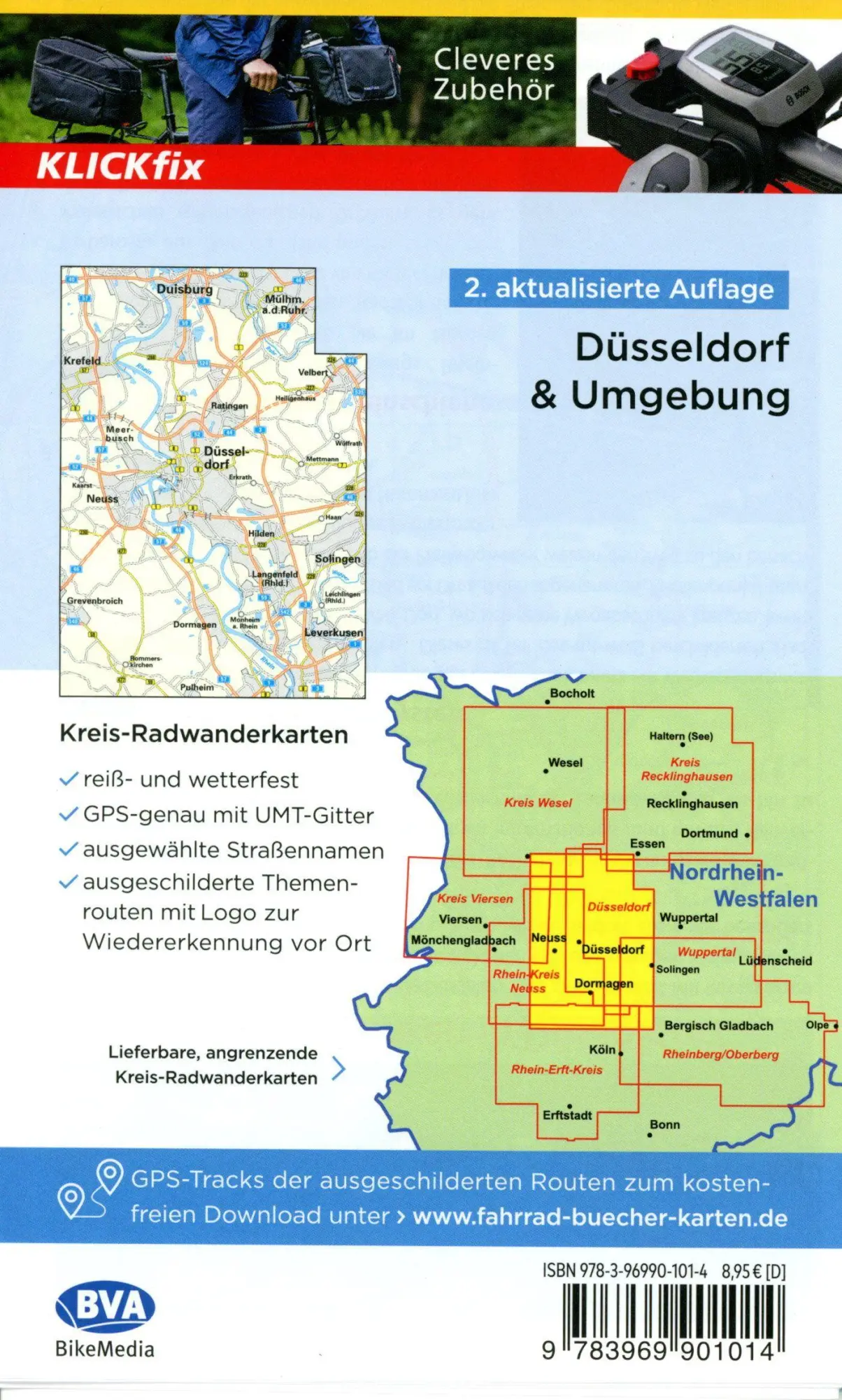 Bild: 9783969901014 | Radwanderkarte BVA Düsseldorf &amp; Umgebung, mit Knotenpunkten der...