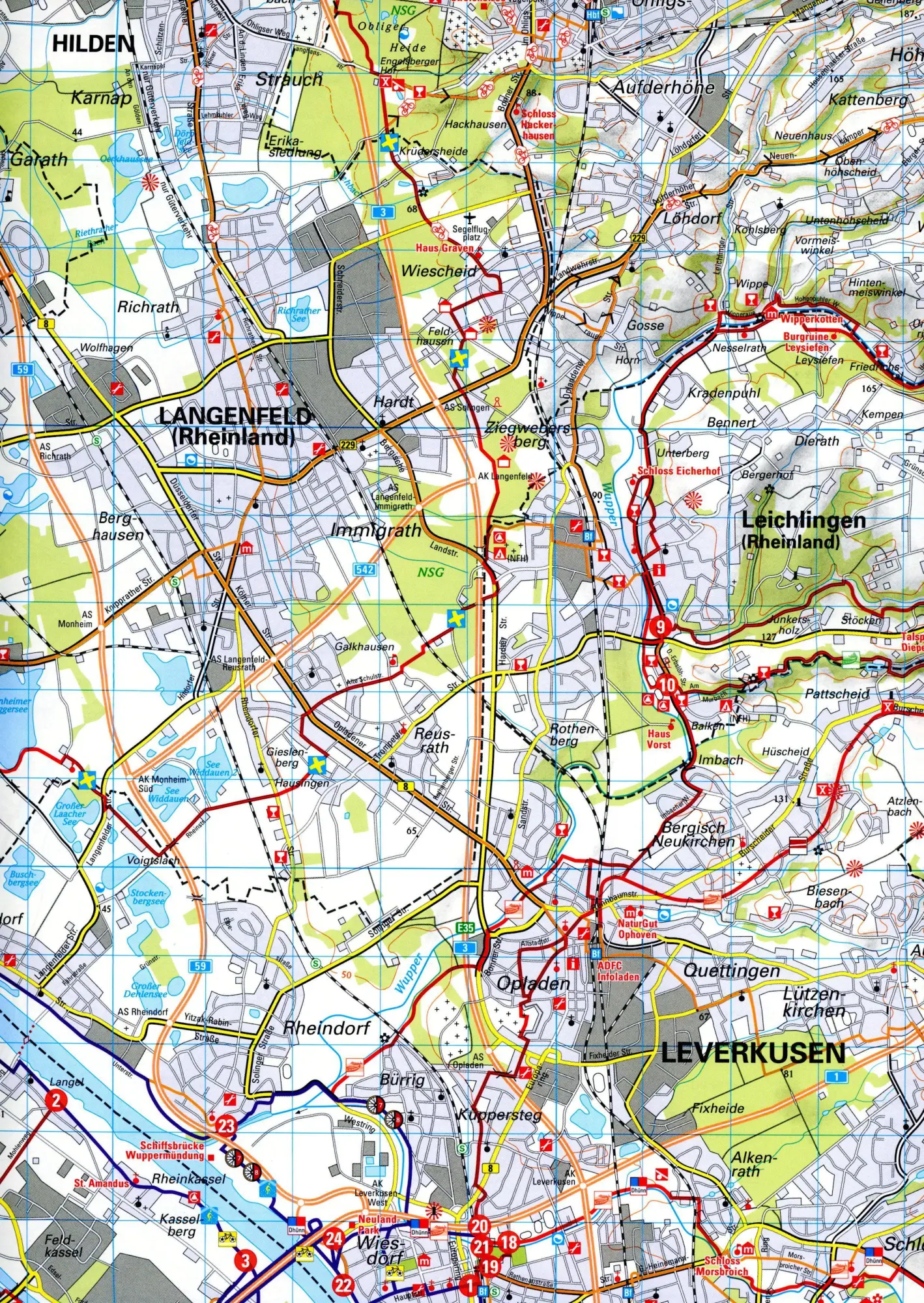 Bild: 9783969901014 | Radwanderkarte BVA Düsseldorf &amp; Umgebung, mit Knotenpunkten der...