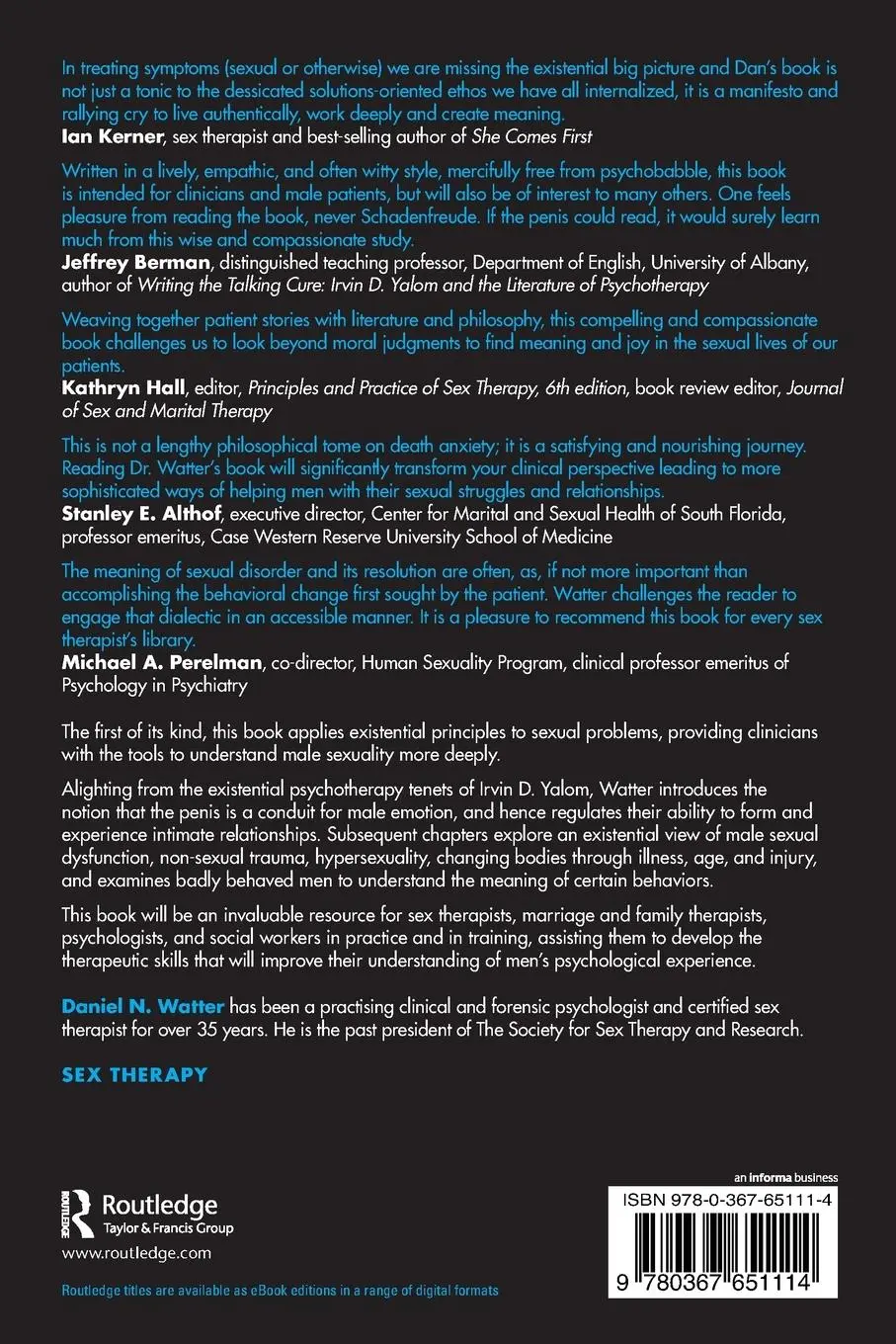 Rückseite: 9780367651114 | The Existential Importance of the Penis | Daniel N. Watter | Buch