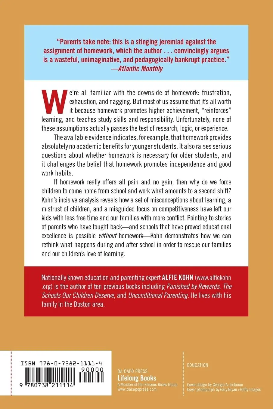 Rückseite: 9780738211114 | The Homework Myth | Why Our Kids Get Too Much of a Bad Thing | Kohn