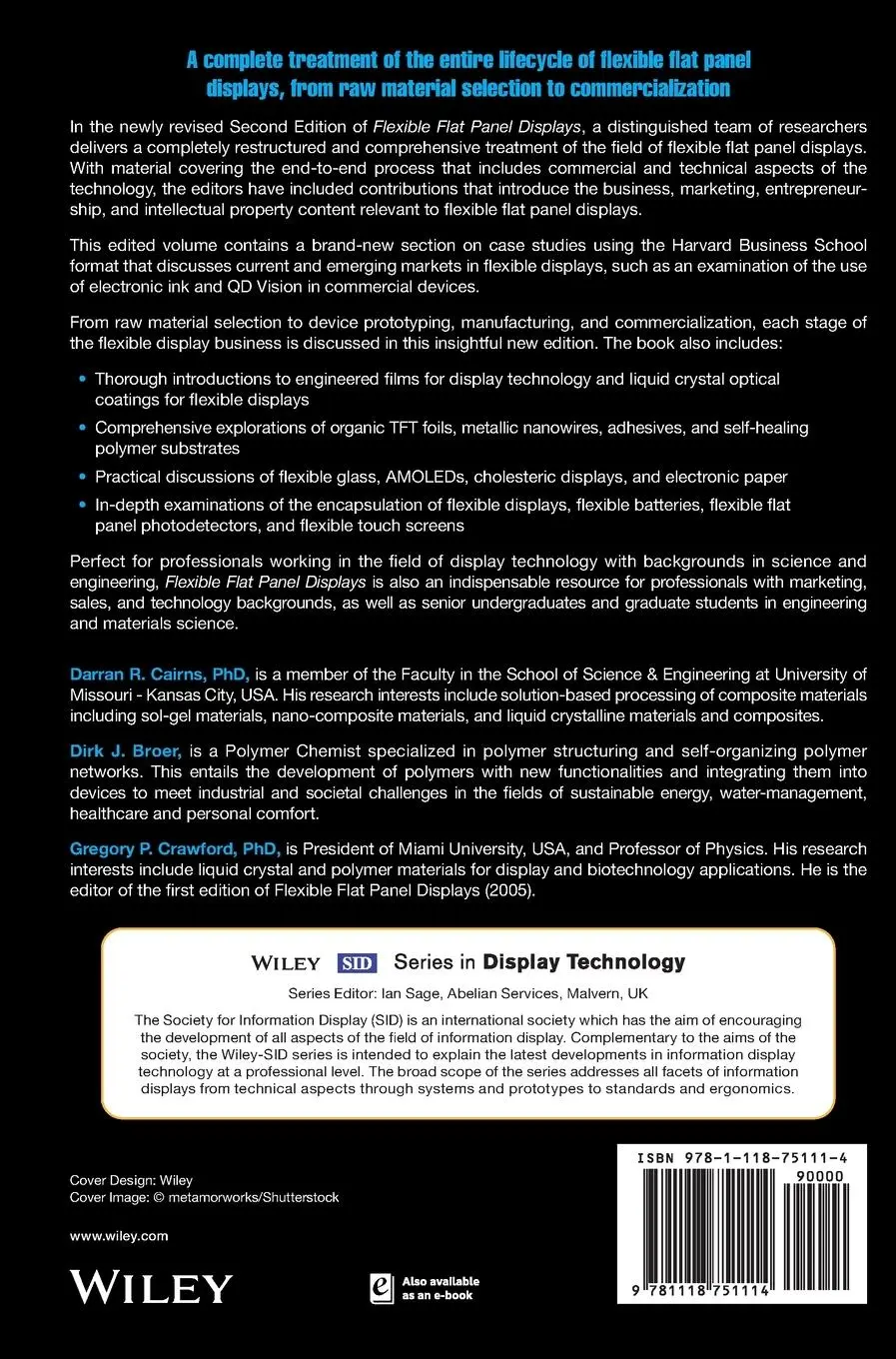 Rückseite: 9781118751114 | Flexible Flat Panel Displays | Darran R Cairns (u. a.) | Buch | 416 S.