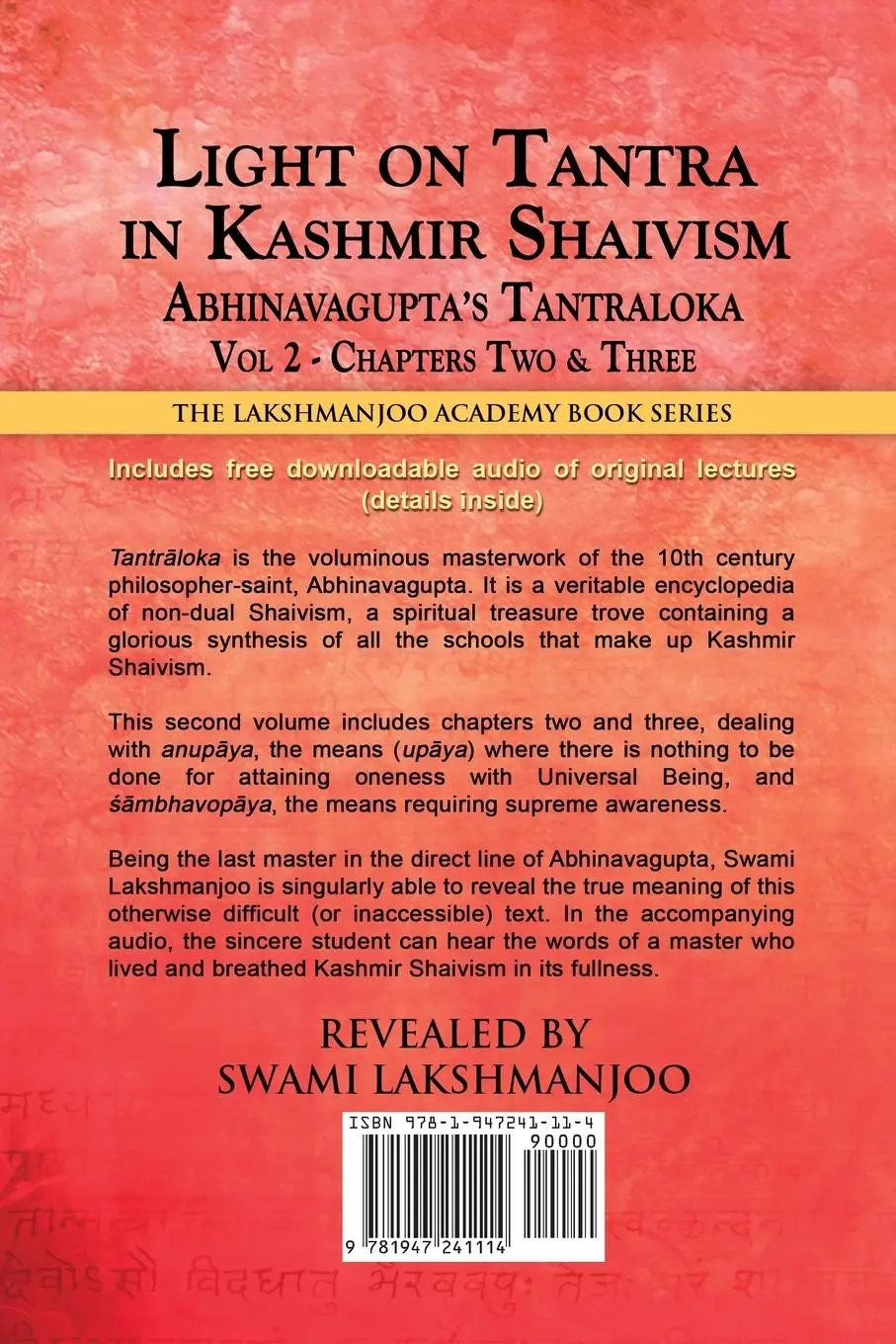 Rückseite: 9781947241114 | Light on Tantra in Kashmir Shaivism - Volume 2 | Swami Lakshmanjoo