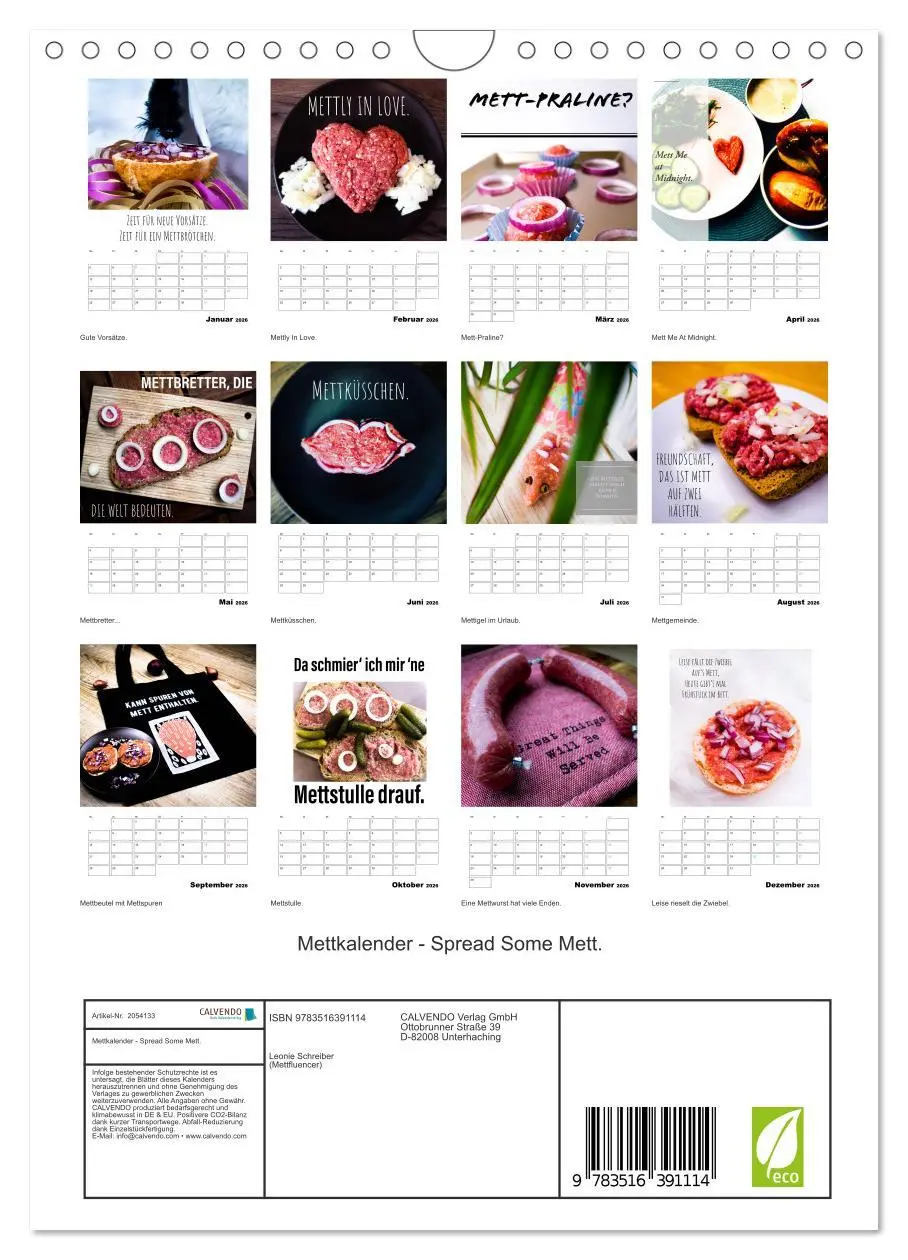 Bild: 9783516391114 | Mettkalender - Spread Some Mett. (Wandkalender 2026 DIN A4 hoch),...
