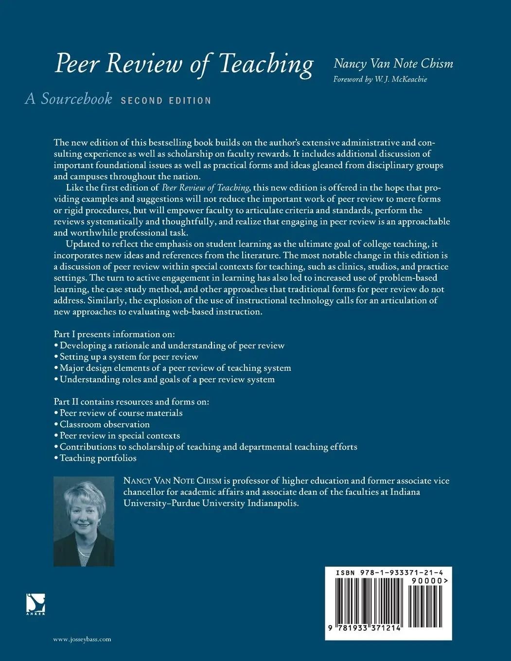 Rückseite: 9781933371214 | Peer Review of Teaching | A Sourcebook | Nancy Van Note Chism | Buch
