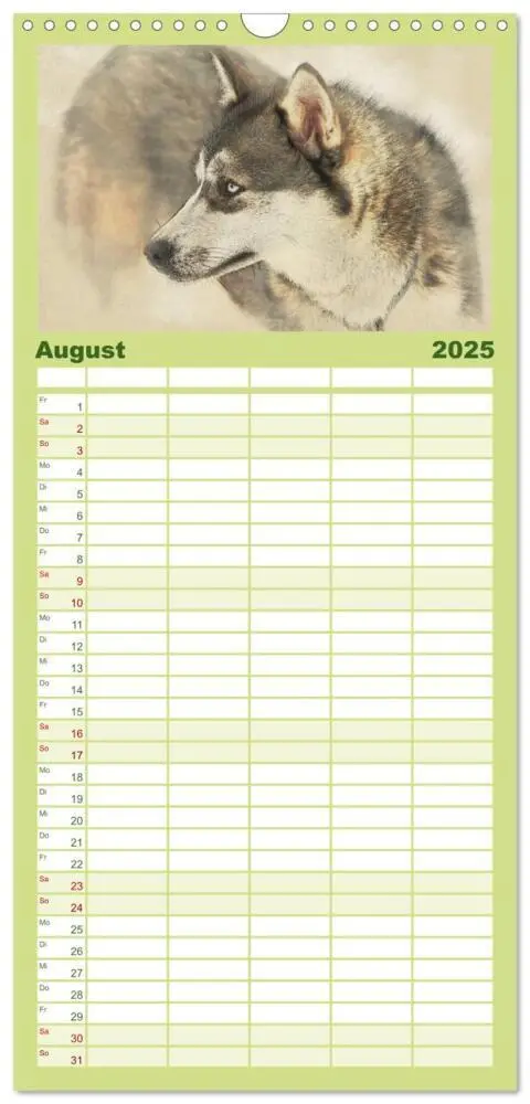 Bild: 9783457121214 | Familienplaner 2025 - Schlittenhunde 2025 mit 5 Spalten...