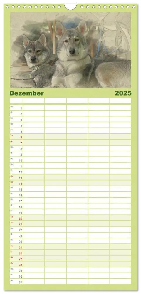 Bild: 9783457121214 | Familienplaner 2025 - Schlittenhunde 2025 mit 5 Spalten...