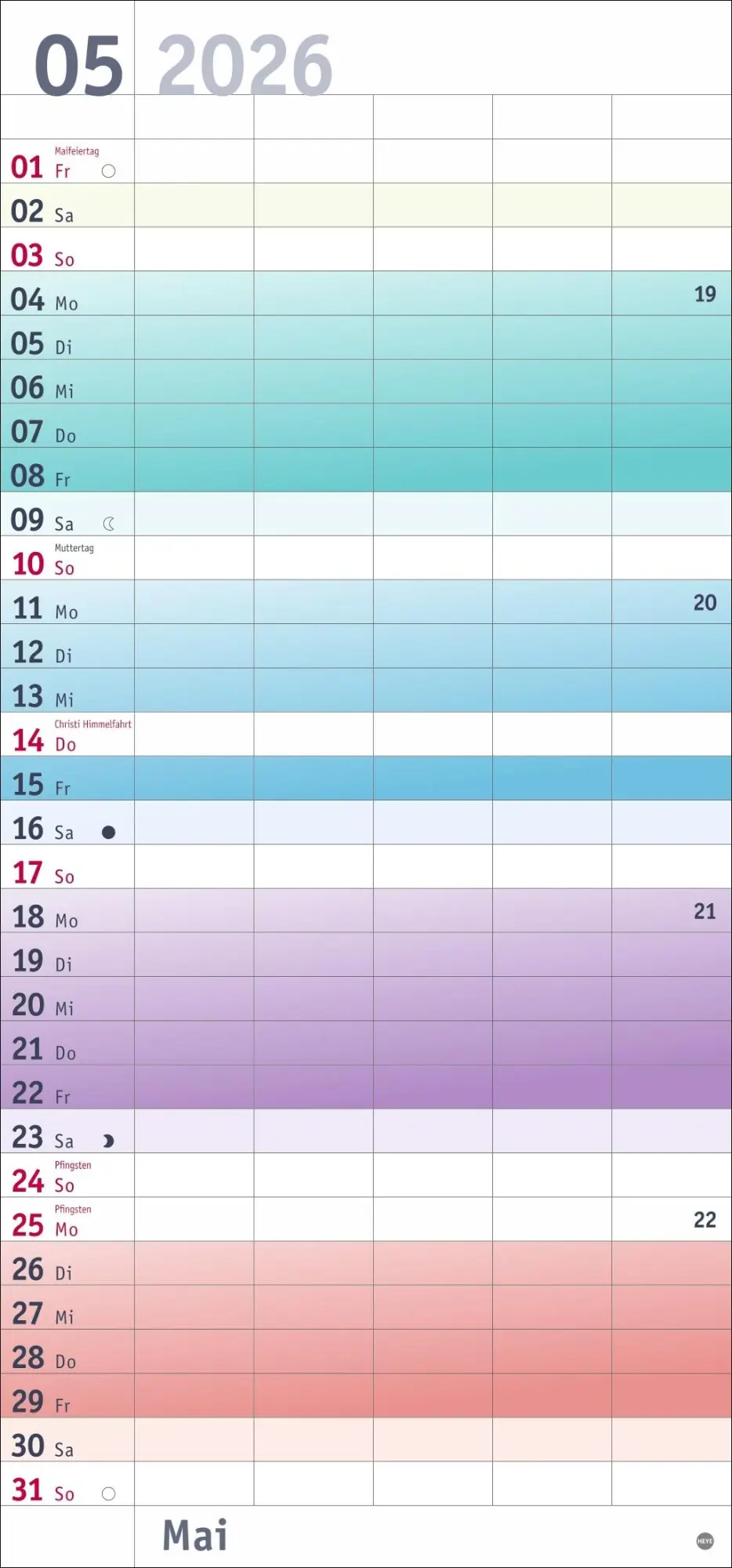 Bild: 9783756411214 | Bunte Wochen Familienplaner 2026 | Heye | Kalender | Bürokalender Heye