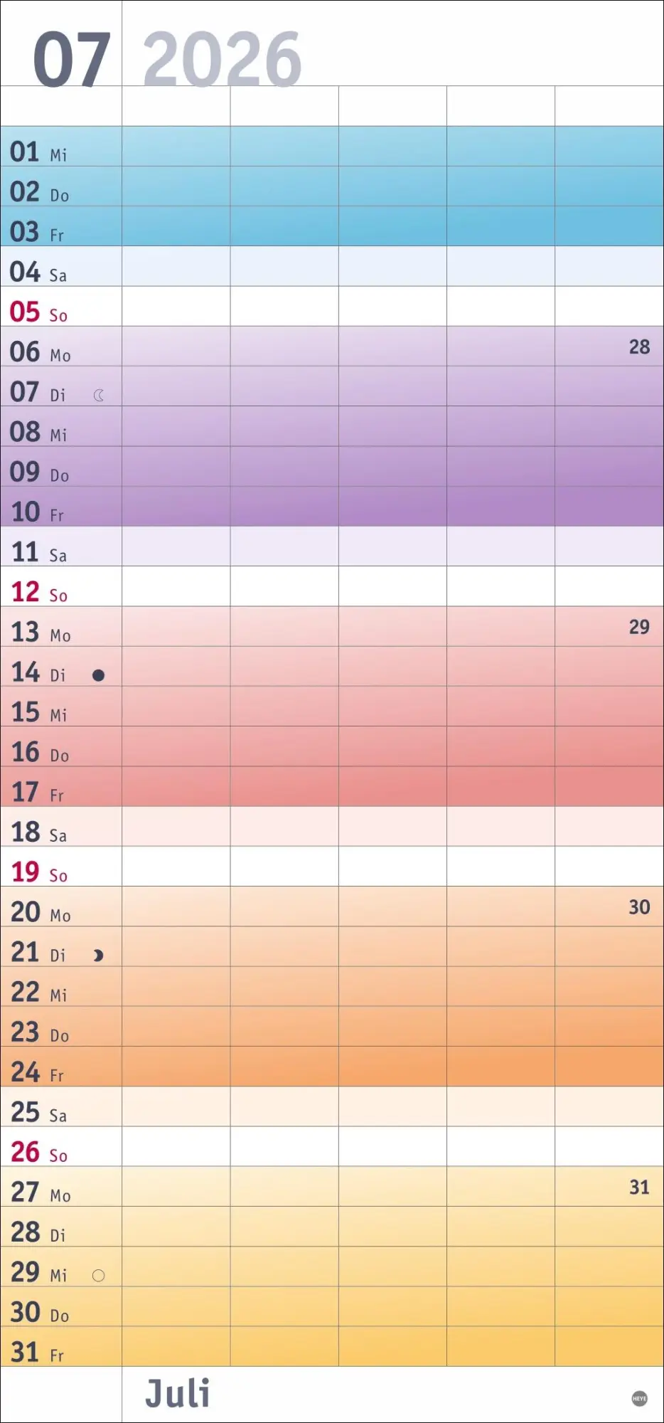 Bild: 9783756411214 | Bunte Wochen Familienplaner 2026 | Heye | Kalender | Bürokalender Heye