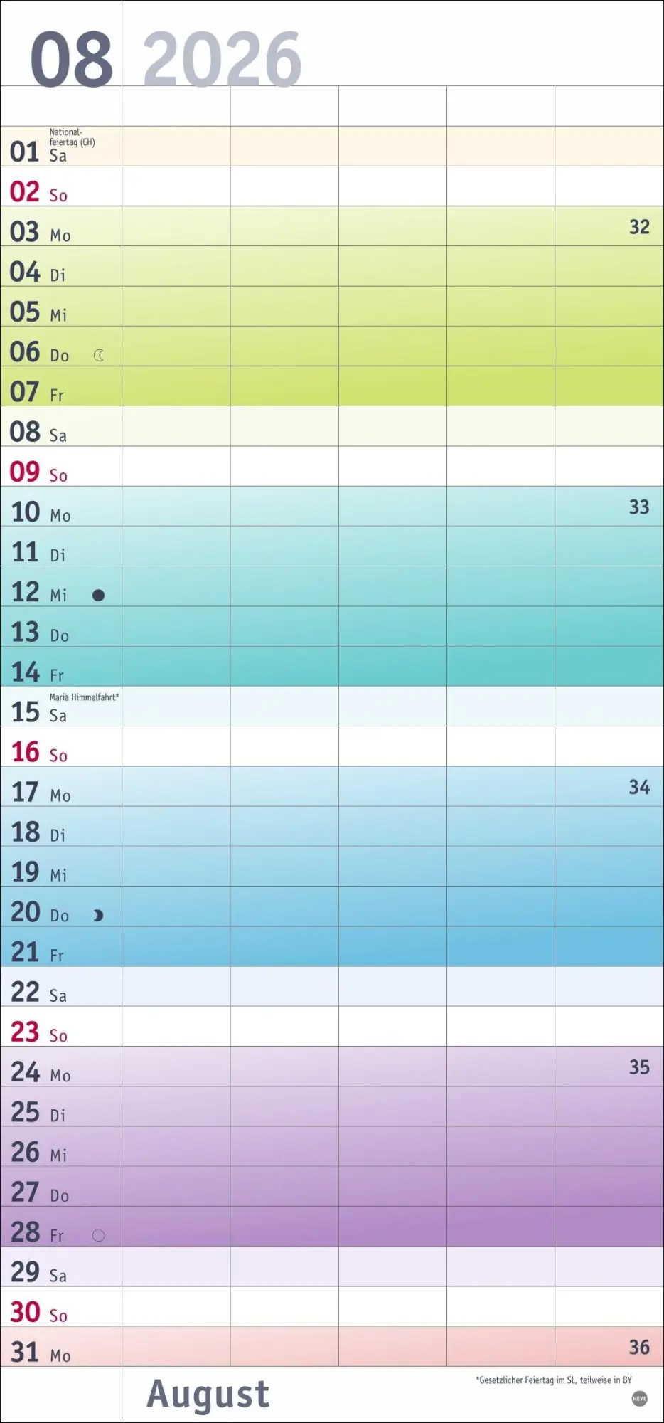 Bild: 9783756411214 | Bunte Wochen Familienplaner 2026 | Heye | Kalender | Bürokalender Heye