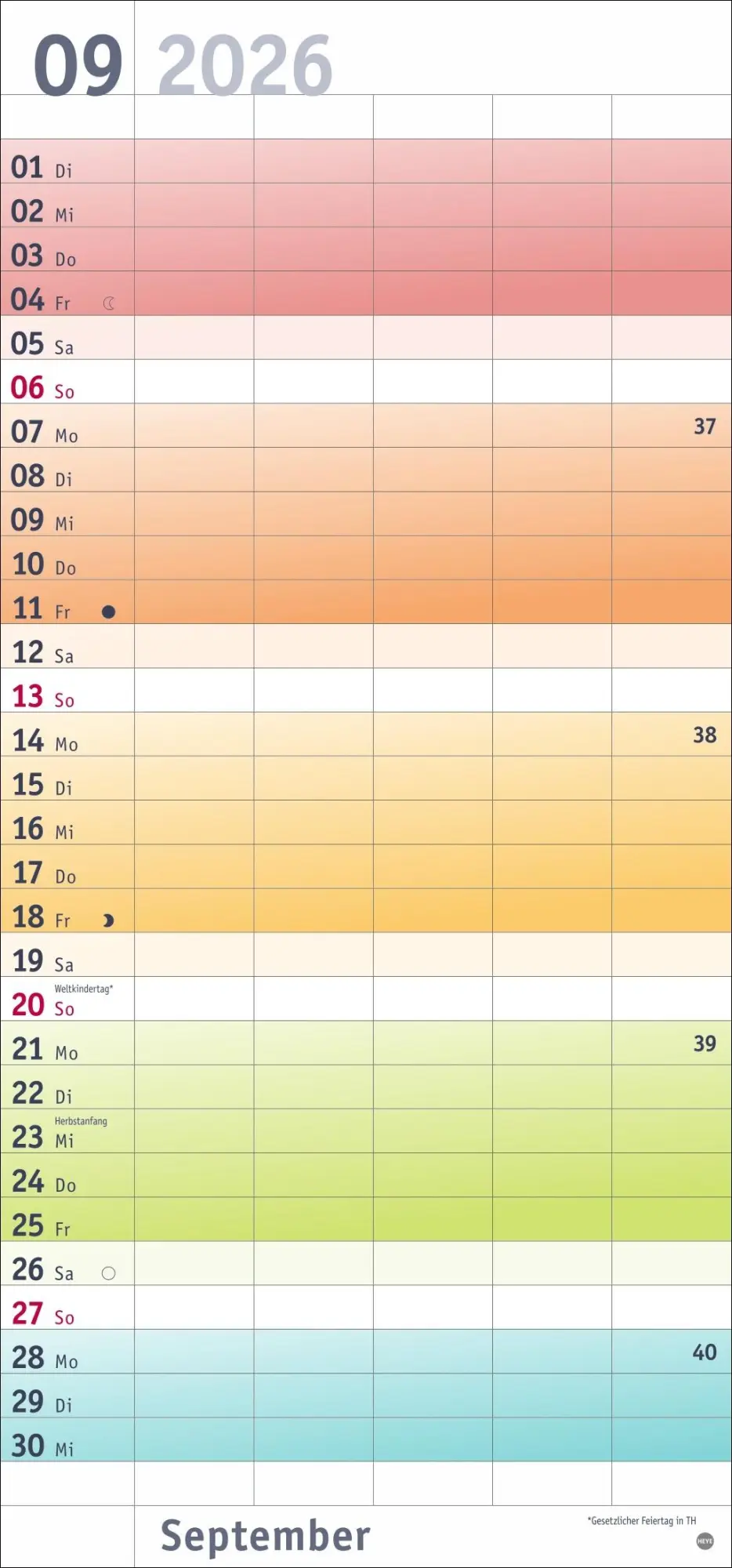 Bild: 9783756411214 | Bunte Wochen Familienplaner 2026 | Heye | Kalender | Bürokalender Heye