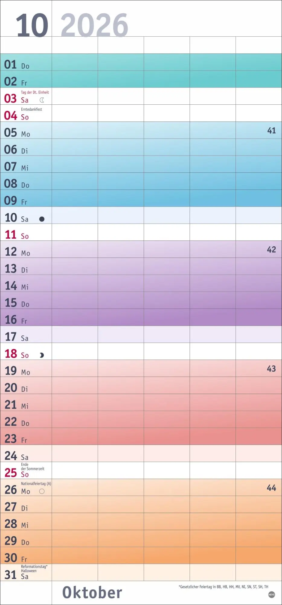 Bild: 9783756411214 | Bunte Wochen Familienplaner 2026 | Heye | Kalender | Bürokalender Heye