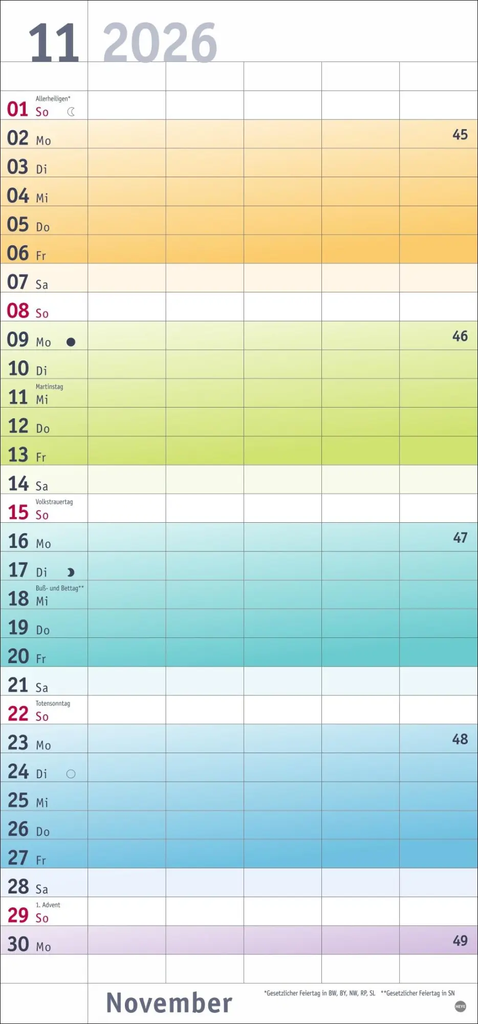 Bild: 9783756411214 | Bunte Wochen Familienplaner 2026 | Heye | Kalender | Bürokalender Heye