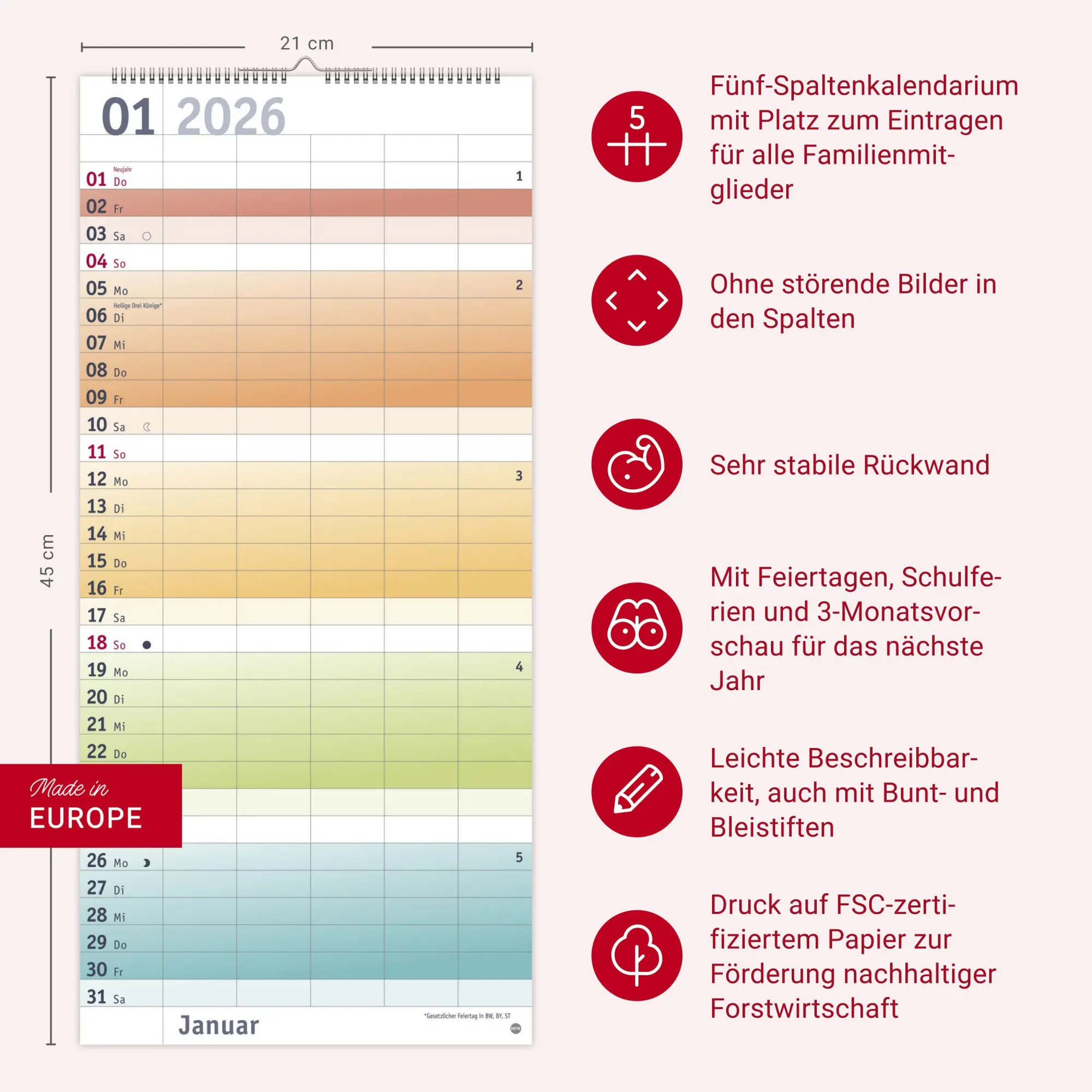 Bild: 9783756411214 | Bunte Wochen Familienplaner 2026 | Heye | Kalender | Bürokalender Heye
