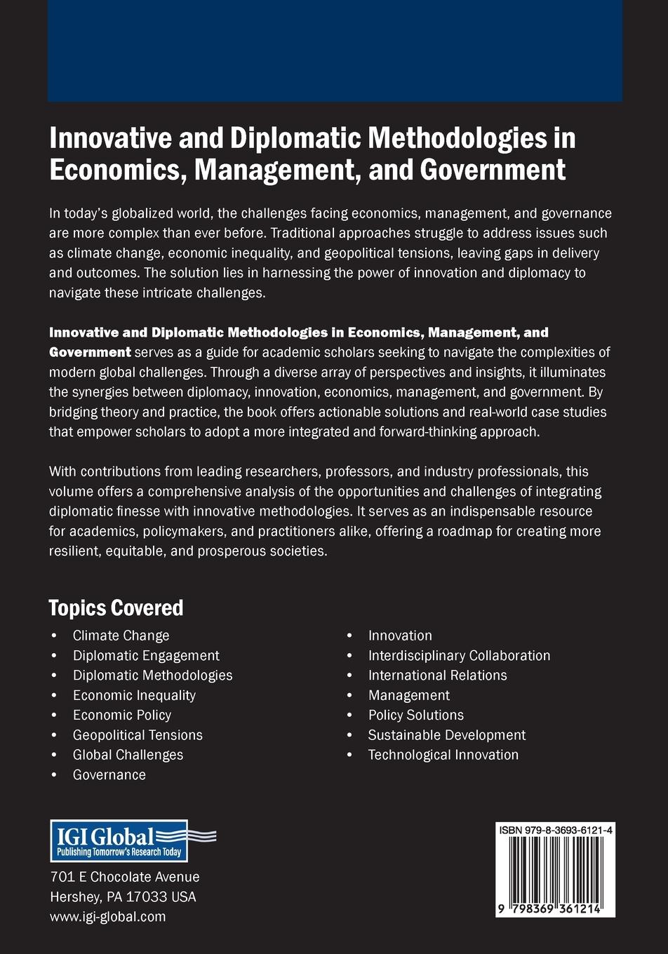 Rückseite: 9798369361214 | Innovative and Diplomatic Methodologies in Economics, Management,...
