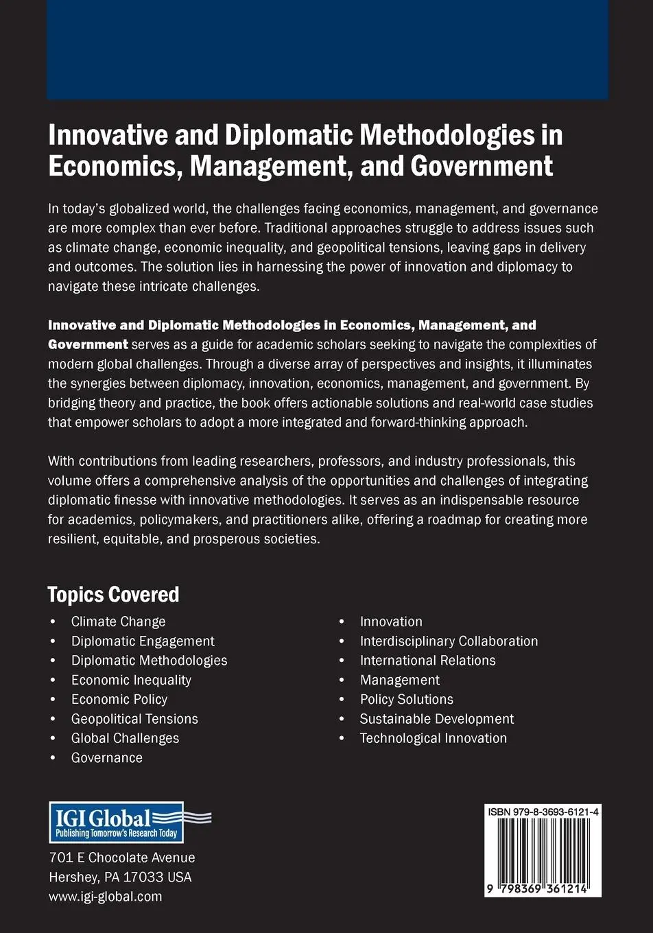 Rückseite: 9798369361214 | Innovative and Diplomatic Methodologies in Economics, Management,...