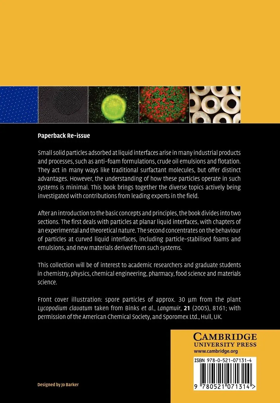 Rückseite: 9780521071314 | Colloidal Particles at Liquid Interfaces | Bernard P. Binks (u. a.)
