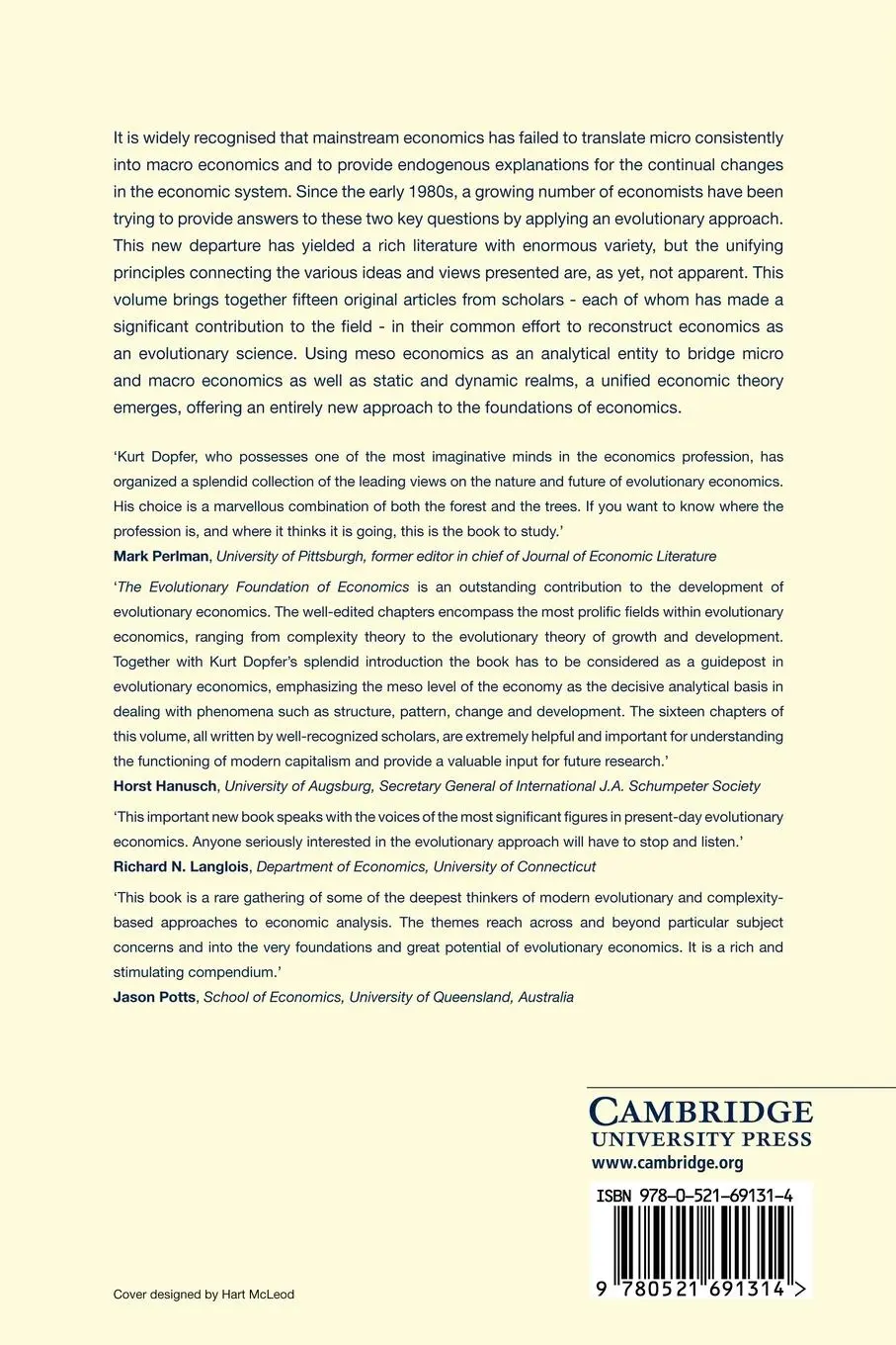 Rückseite: 9780521691314 | The Evolutionary Foundations of Economics | Kurt Dopfer | Taschenbuch