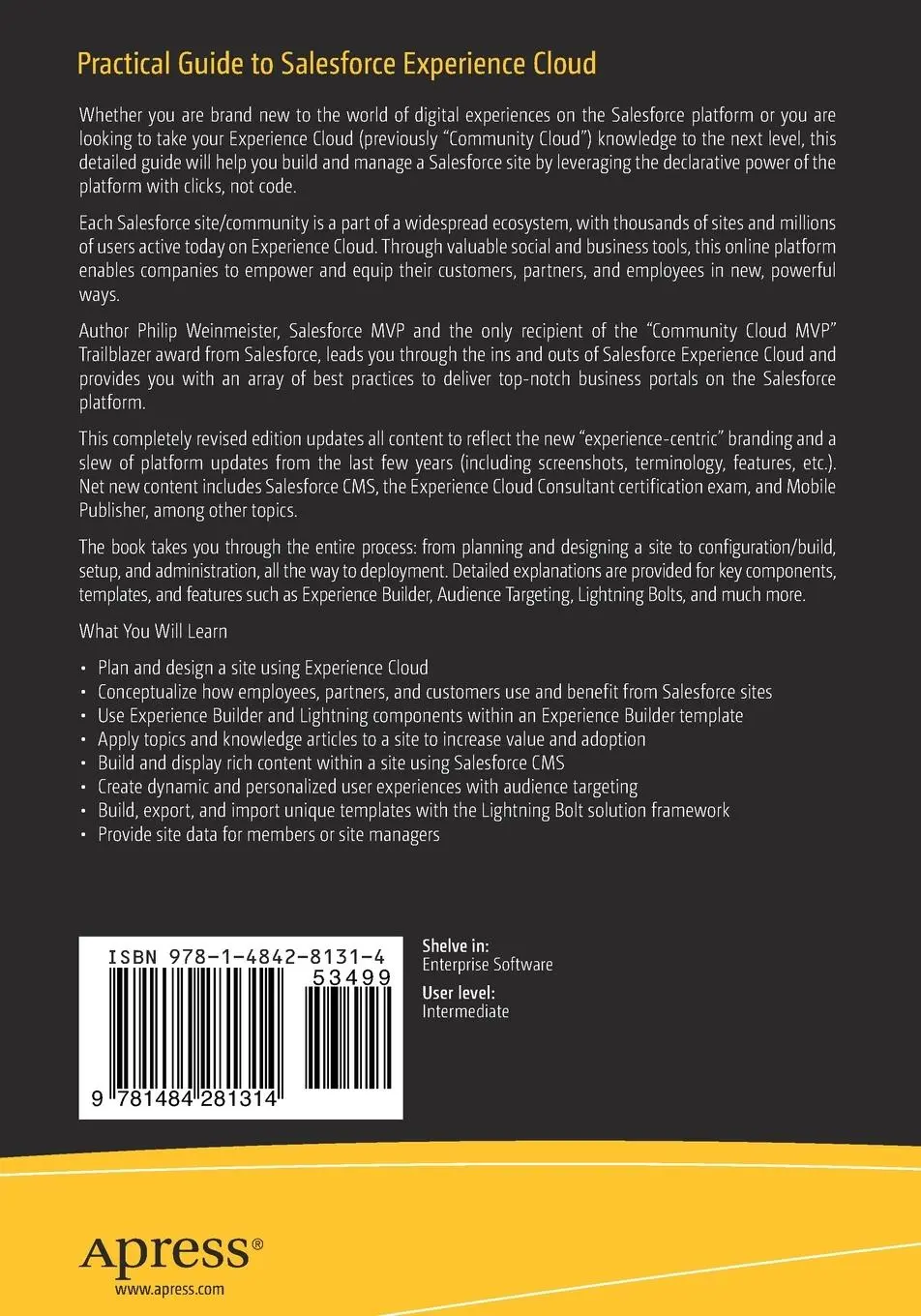 Rückseite: 9781484281314 | Practical Guide to Salesforce Experience Cloud | Philip Weinmeister