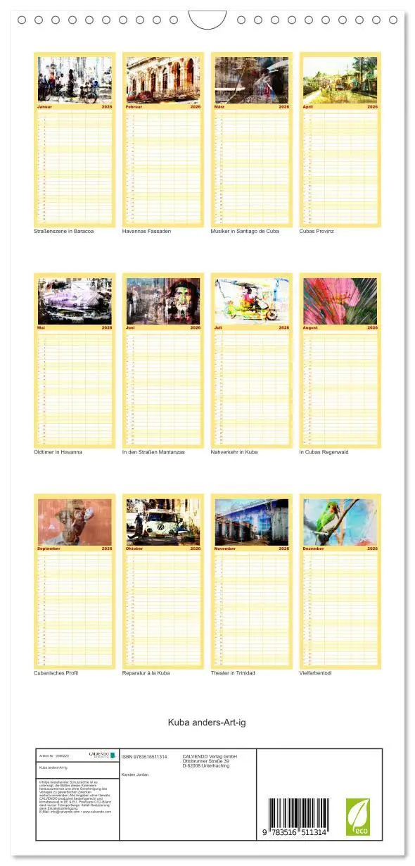 Bild: 9783516511314 | Familienplaner 2026 - Kuba anders-Art-ig mit 5 Spalten...