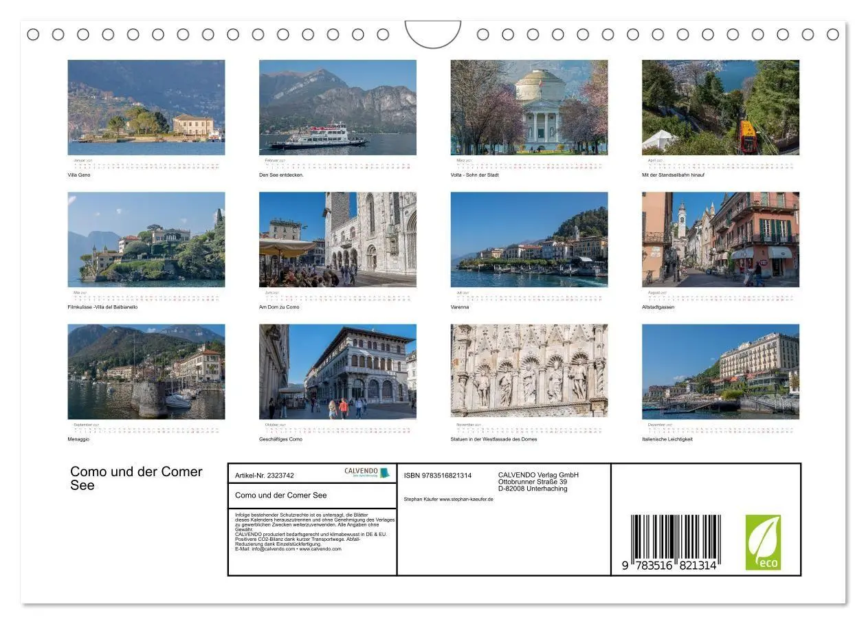 Bild: 9783516821314 | Como und der Comer See (Wandkalender 2027 DIN A4 quer), CALVENDO...