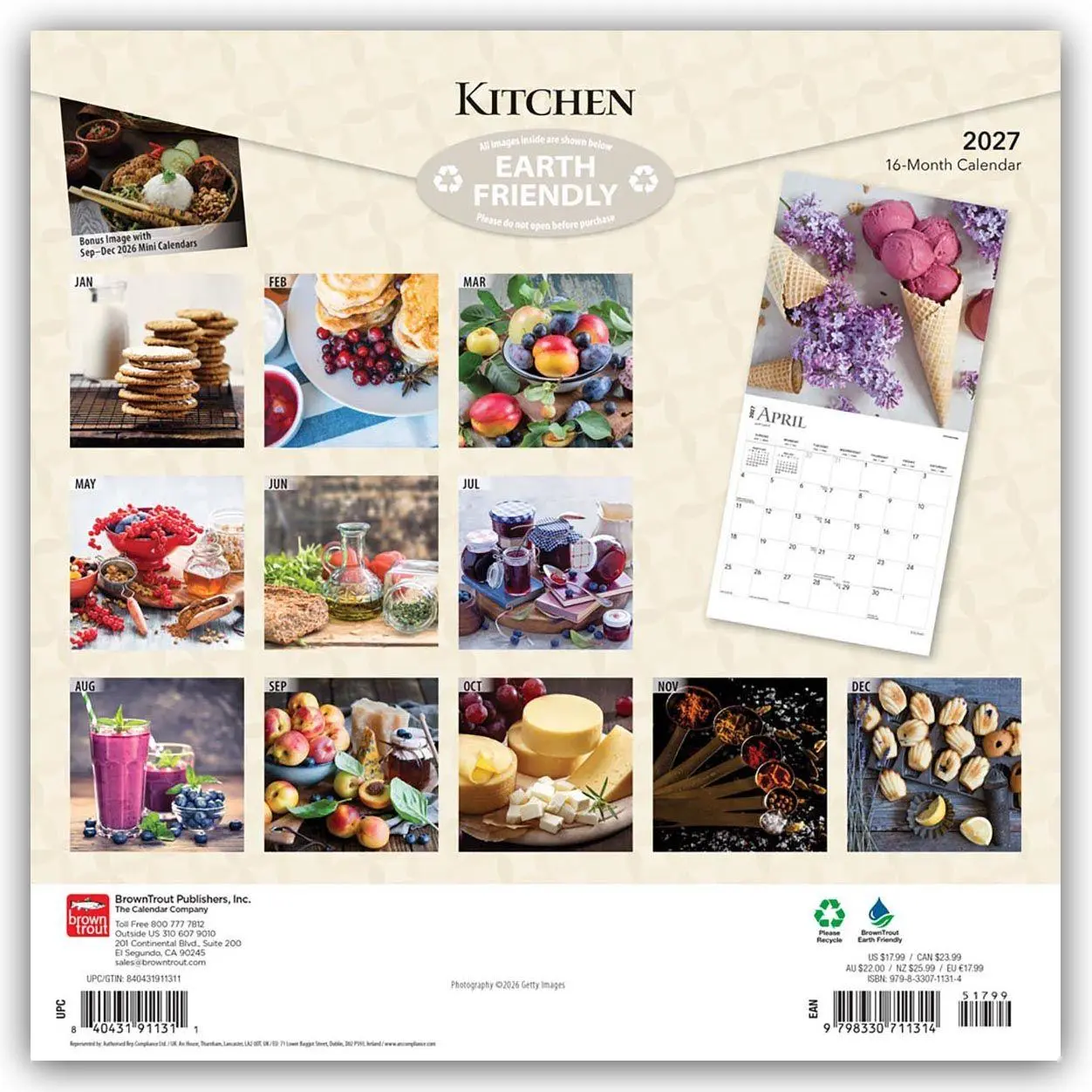 Rückseite: 9798330711314 | Kitchen - Küchenkalender 2027 - 16-Monatskalender | Publishers | 28 S.