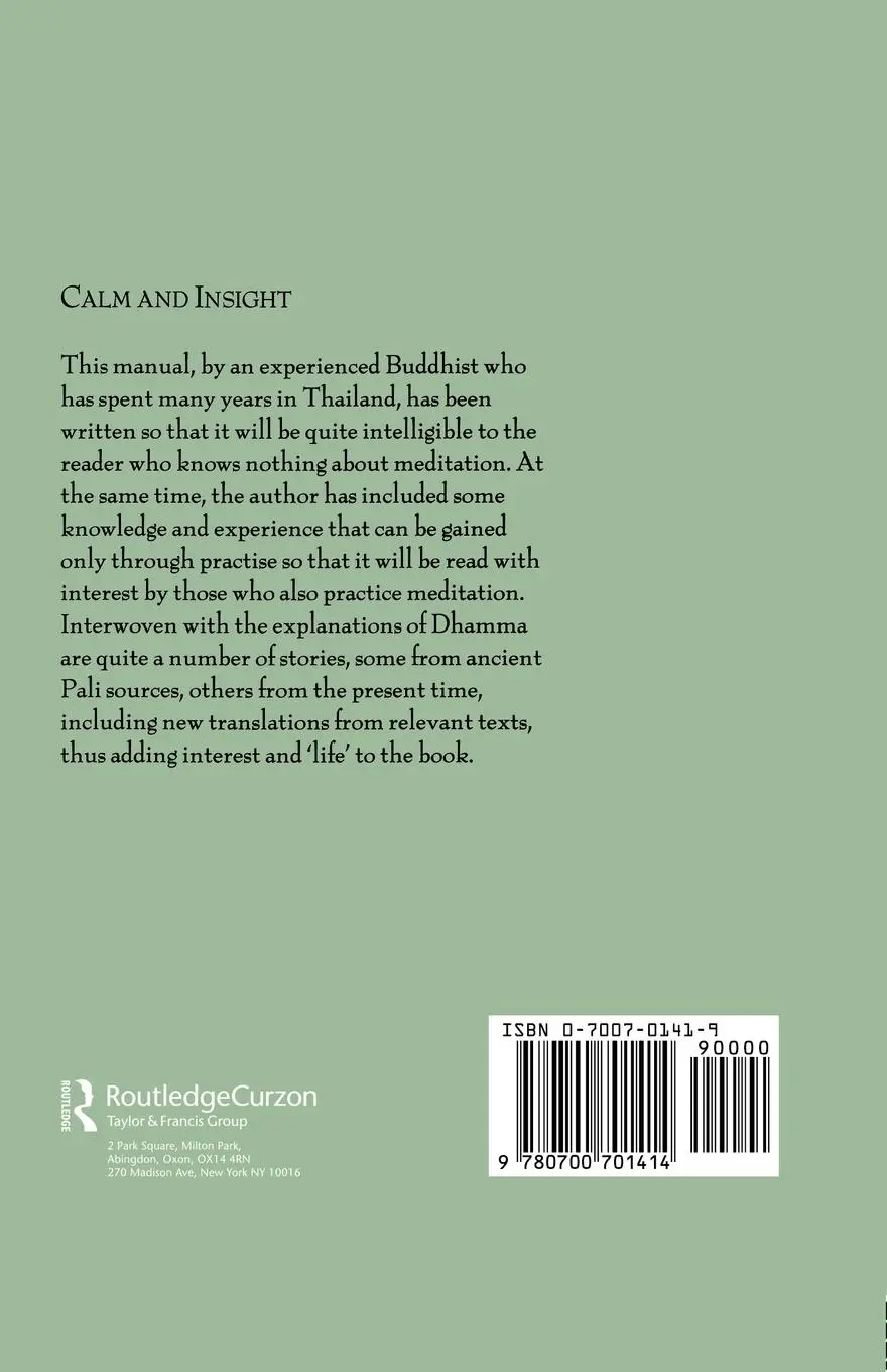 Rückseite: 9780700701414 | Calm and Insight | A Buddhist Manual for Meditators | Khantipalo