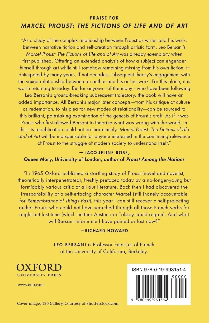 Rückseite: 9780199931514 | Marcel Proust | The Fictions of Life and of Art | Leo Bersani | Buch