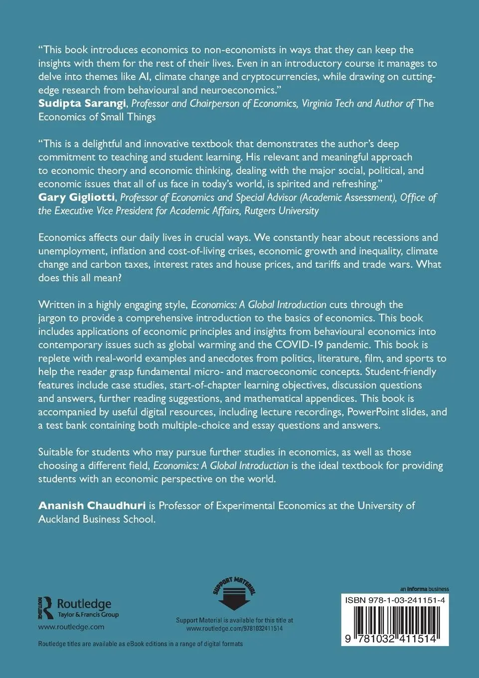Rückseite: 9781032411514 | Economics | A Global Introduction | Ananish Chaudhuri | Taschenbuch