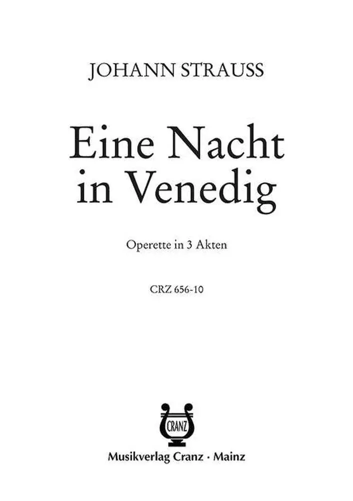 Cover: 9790204001514 | Eine Nacht in Venedig | Operette in 3 Akten | Johann Strauss Jr.