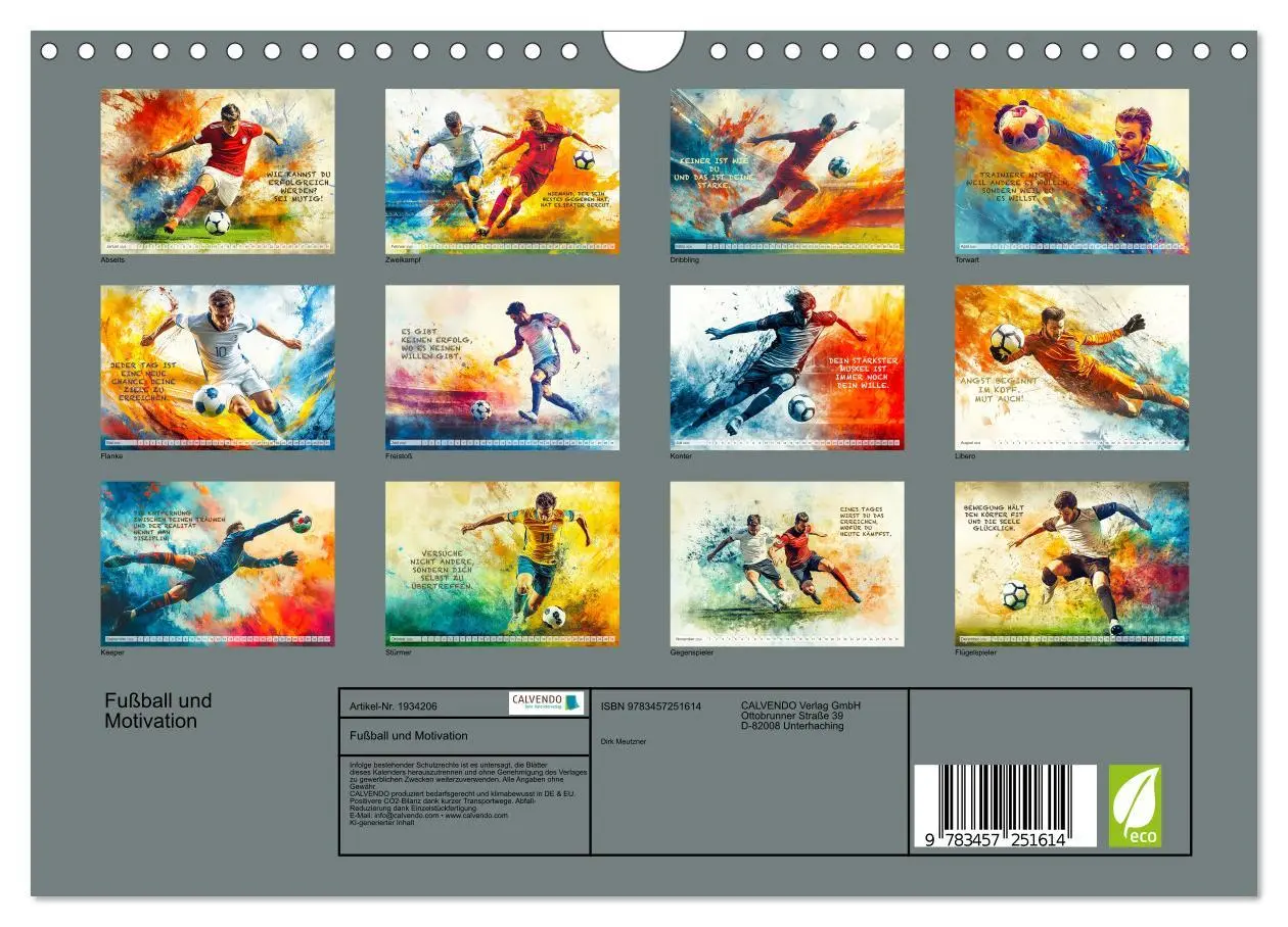 Bild: 9783457251614 | Fußball und Motivation (Wandkalender 2026 DIN A4 quer), CALVENDO...