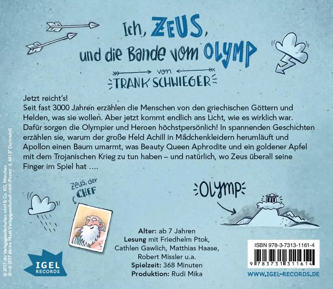 Rückseite: 9783731311614 | Ich, Zeus, und die Bande vom Olymp | Frank Schwieger | Audio-CD | 2017